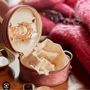 Sezane Blush Velour Jewelry Case